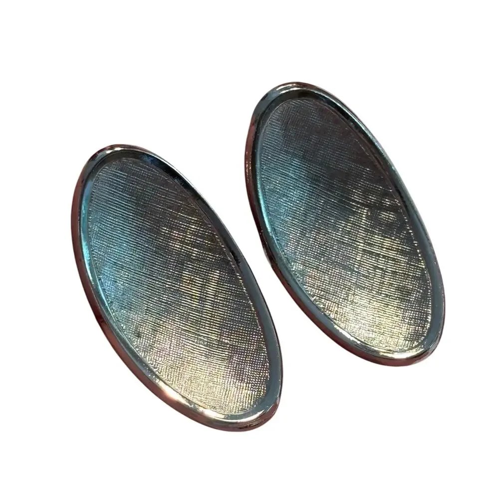 Vintage mid century cufflinks textured dimensional slender silver ovals classics
